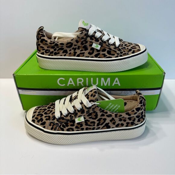 NEW Cariuma OCA Low Stripe Leopard Canvas Sneaker - Women's 5 - Picture 1 of 6